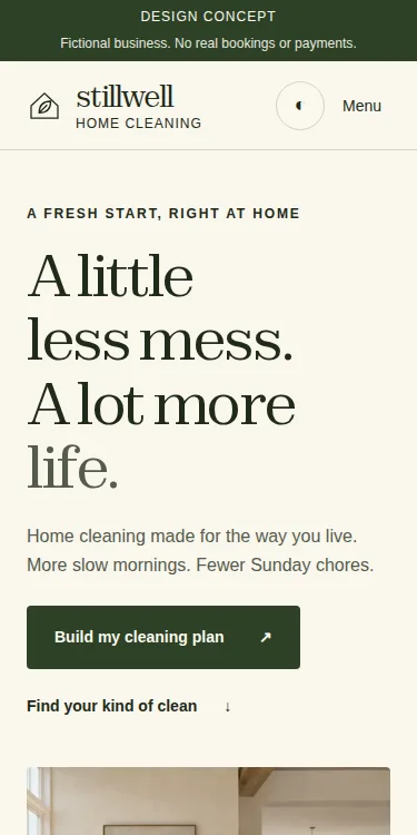 Phone view of the same Stillwell sample website.